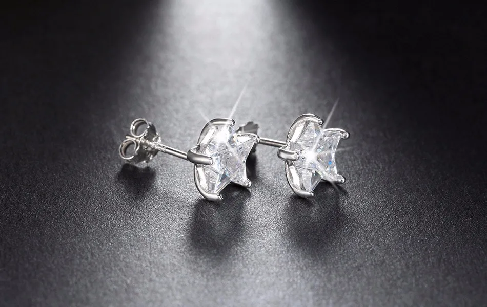ORSA JEWELS серьги из чистого 925 пробы серебра 0.8ct кубический циркон Звезда Серьги гвоздики для женщин Свадебная вечеринка новые ювелирные изделия SE02