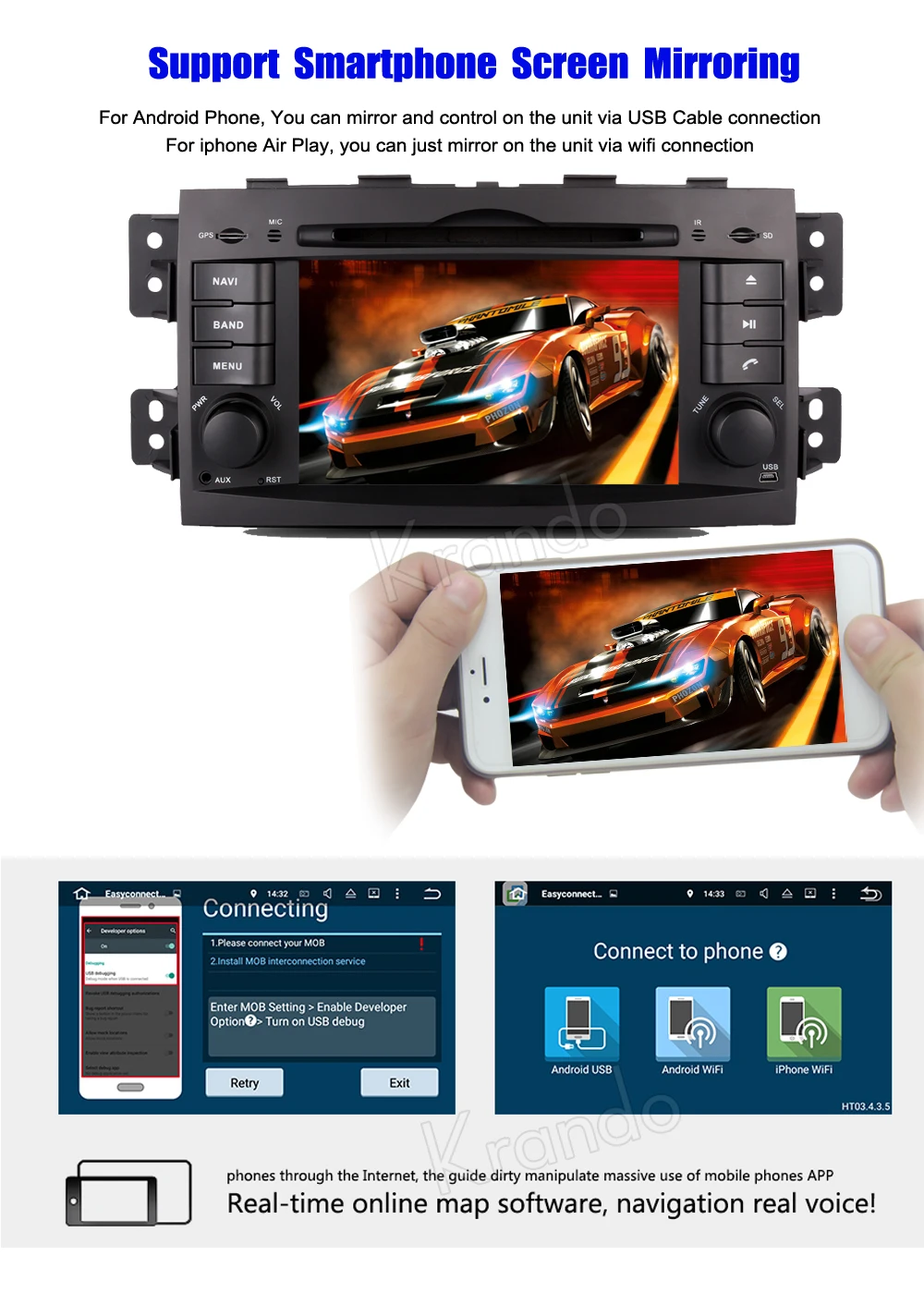 Krando 7 &quotAndroid 9 0 Автомобильная навигационная и мультимедийная система для Kia Mohave