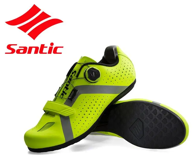 green Santic MTB дорожный велосипед обувь Pro велосипедная обувь резиновая противоскользящая дышащая разблокированная - Цвет: green