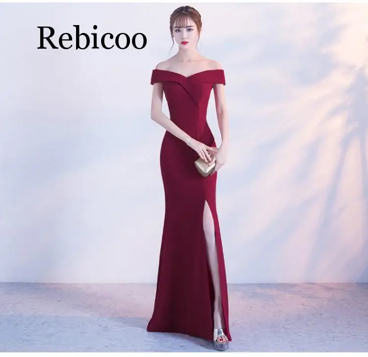 

Rebicoo 2019 sexy one shoulder fishtail slim slimming long dress female