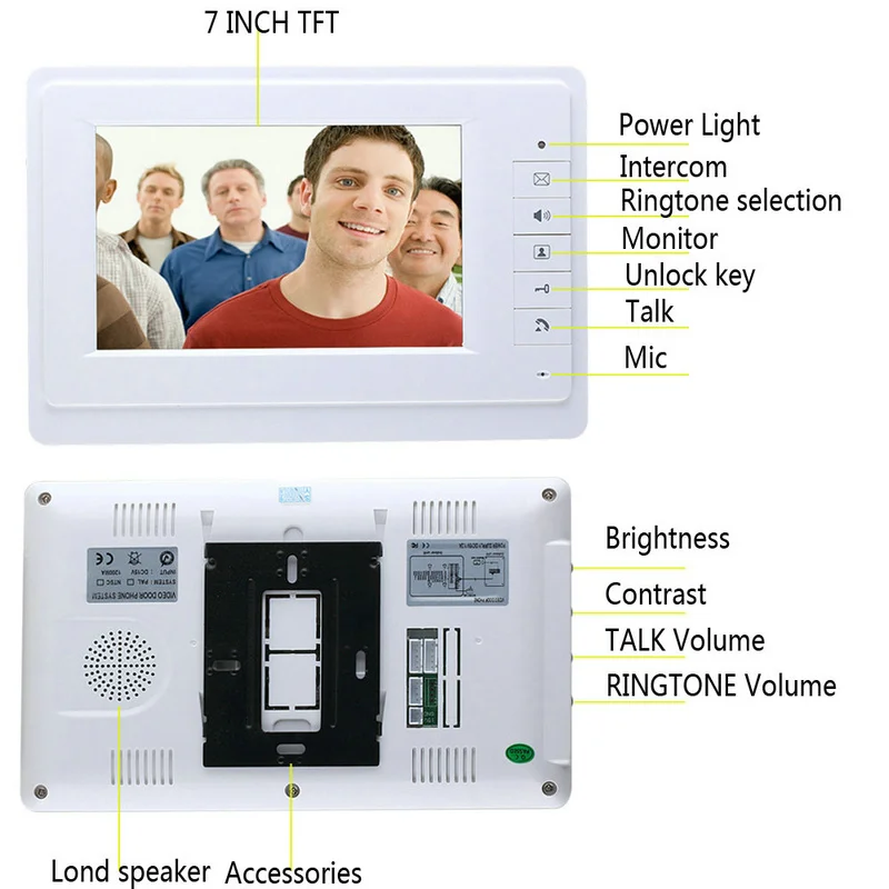 Бесплатная доставка 7 "видеодомофон с 1 белым монитором RFID кардридер HD дверной - Фото №1