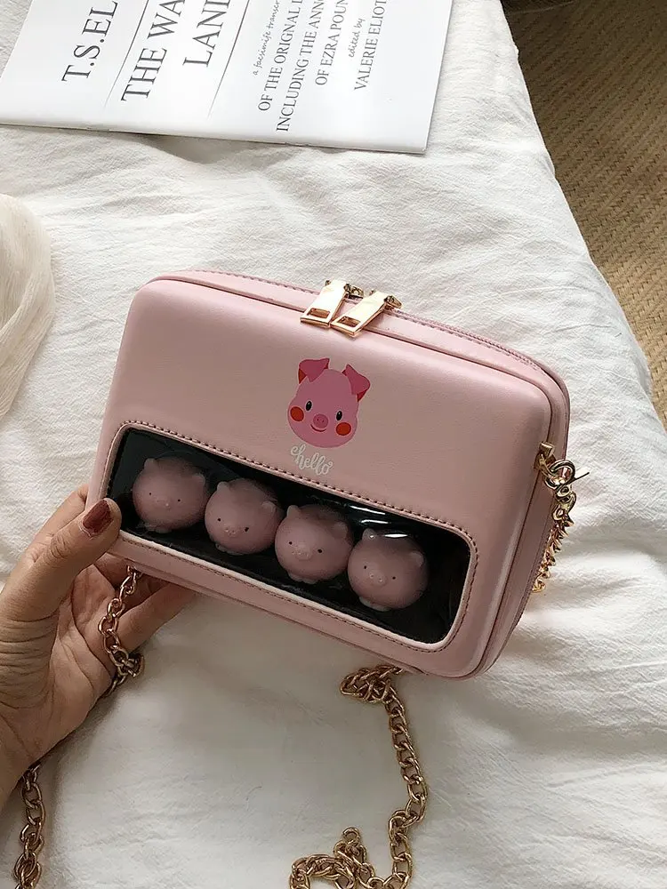 Летние новые модные сумки для женщин pu кожаные сумки женские повседневные Мультяшные цепи женская сумка-мессенджер сумки на плечо
