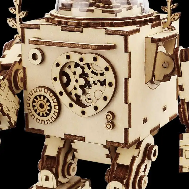 Robotime DIY сборные деревянные модели наборы модель робота с музыкальной коробкой
