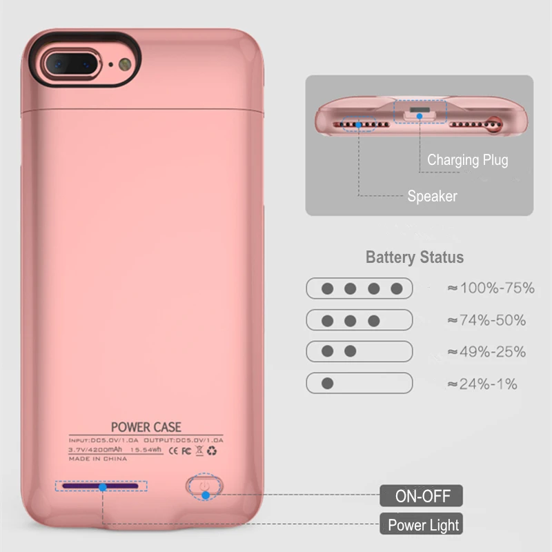 Магнитные Чехлы для зарядного устройства iPhone 7 8 6 6S Plus чехол аккумулятора