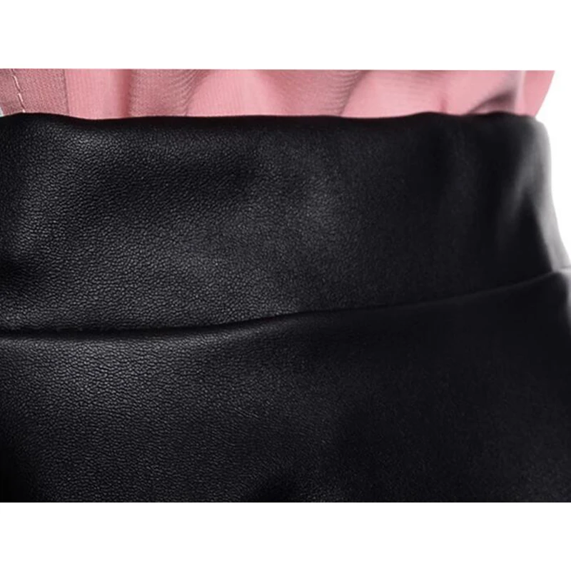 Женская юбка из искусственной кожи новинка 2017 весенне-летняя стильная