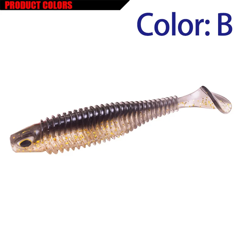 B Proleurre shad Soft Lures 80mm 110mm Artificial 3D Eye Two color silicone Baits Fishing Lure leurre silicone Bait T Tail Wobbler - Цвет: B