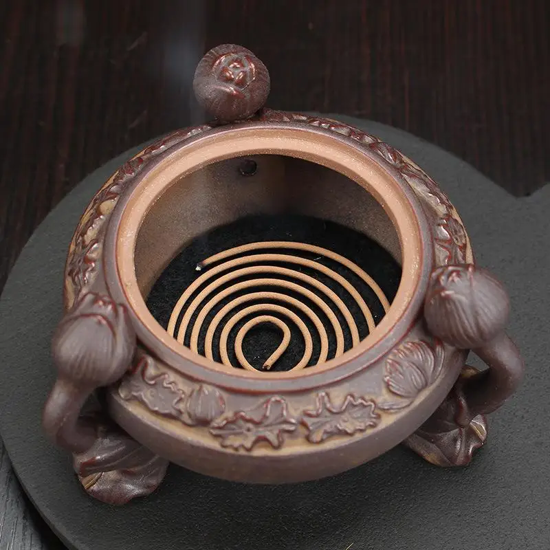 

Lotus Aromatherapy Antique Censer Reflux Censer Incense Cone Coil Ceramic Holder Home Room Decoration Zen Ornaments Gift Crafts