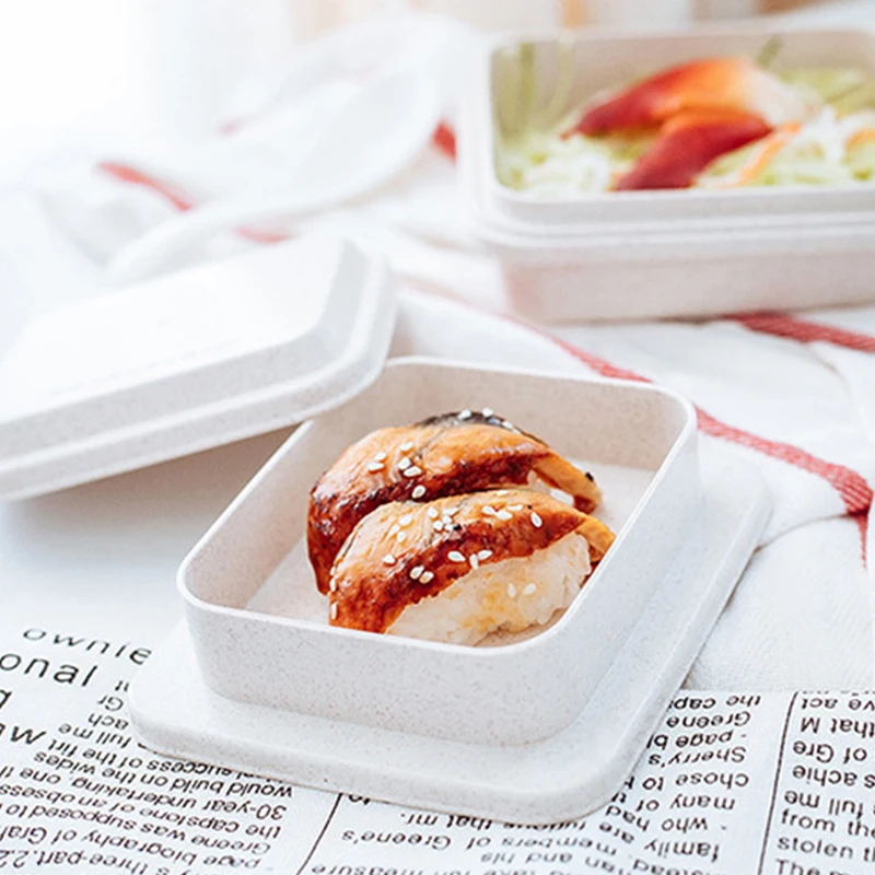 1 компл. Ланч бокс Пшеничная солома мультфильм bento box Портативный экологичный