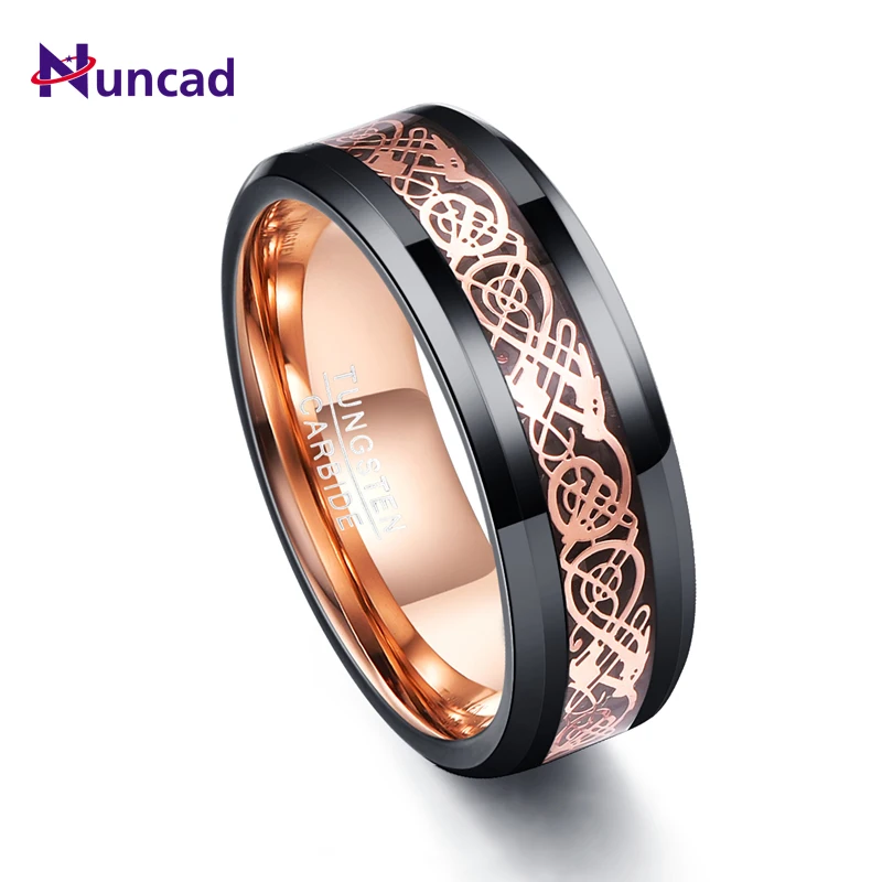 2018 импортные товары углеродное волокно вечерние кольца розовое золото дракон