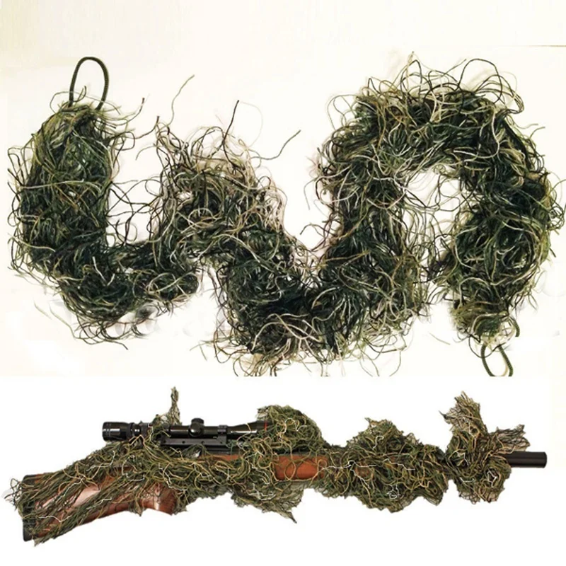 Камуфляж лес Охота Ghillie костюм камуфляж 3D винтовка пистолет обёрточная бумага чехол использовать эластичный ремень для снайперской охоты пейнтбольной игры