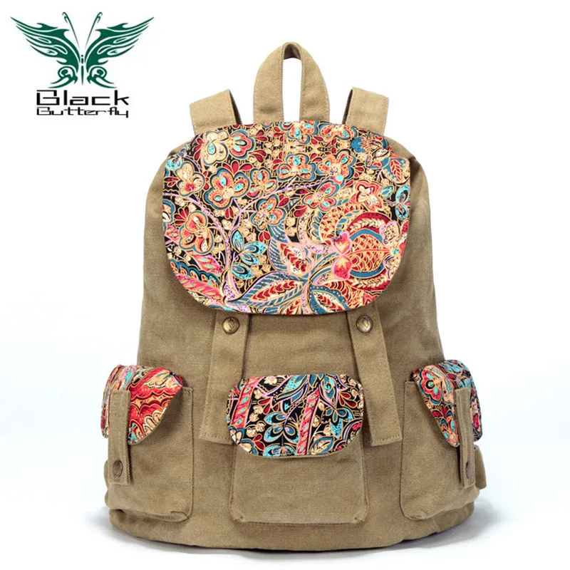 2017 Бренд Корейский Холст Печати Рюкзак Женщины Школьные Сумки для Девочек