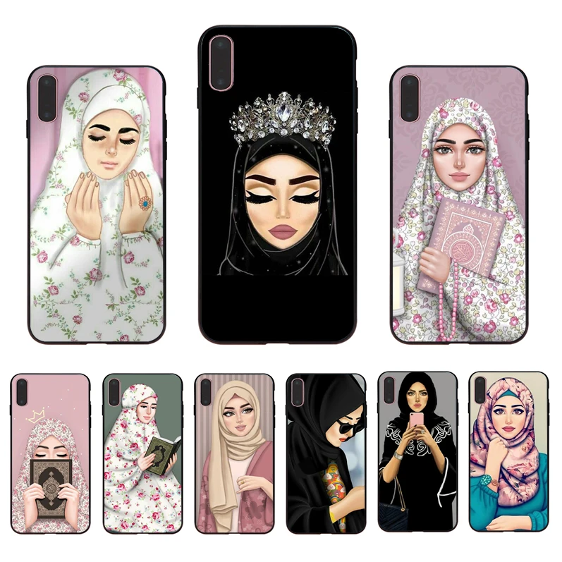 

Cute beautiful Muslim islamic girl design Soft phone case Perfect fit For iPhone 7 8 X 6s 6 6plus 7plus 8plus 5S XR Xsmax shell