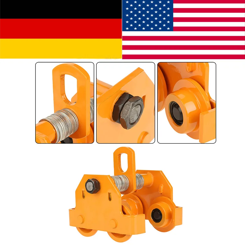 

1 Ton Pull Capacity Adjustable Stainless Steel Push Trolley Beam Girder Accuracy Tool Yellow