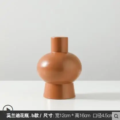 4 Нордическая Morandi керамическая ваза декорация Гостиная Искусство Цветок композиция сушеный цветок Креативный орнамент плагин ветер небольшая ваза - Цвет: 4