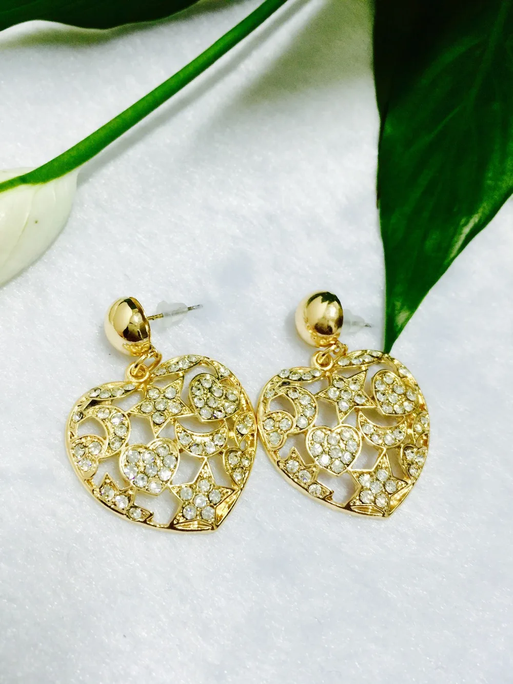 Party Jewelry New Fashion Heart Earrings Stud 18K Gold Plated With Austrian Full Crystals Women MU-86 | Украшения и аксессуары