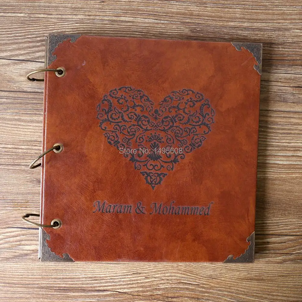 10 inches /12 Personalized Vintage Photo album Leather Baby Wedding Guestbook Alternative /Scrapbook Album | Дом и сад