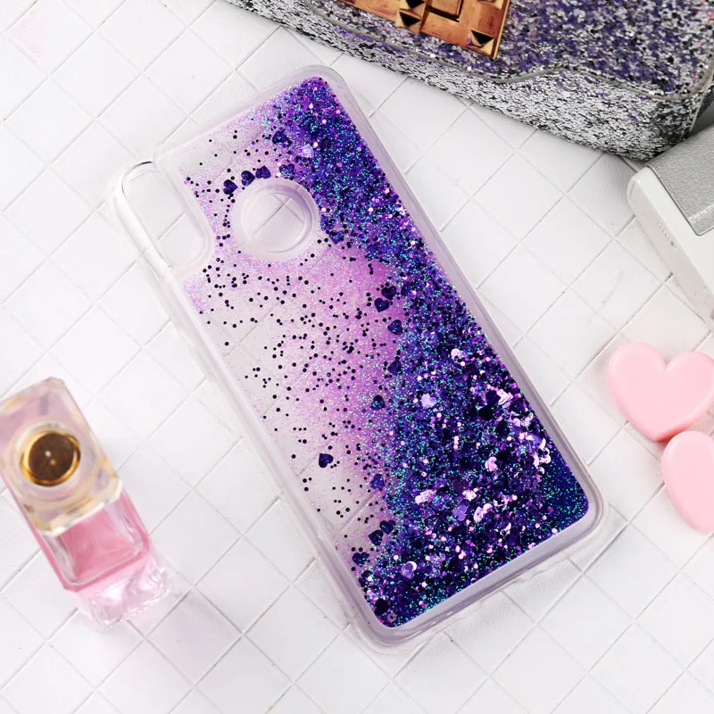 Purple Чехол с динамической жидкостью для huawei P smart чехол s Блестящий Бампер для huawei P10 Lite P8 Lite P9 Plus Honor 10 Lite 8C чехол - Цвет: Purple