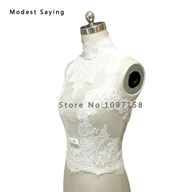 Элегантный кружевной Болеро жакет цвета слоновой кости с высокой горловиной и