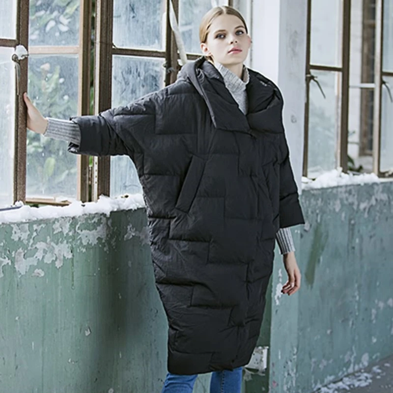 Модная теплая водонепроницаемая куртка с капюшоном на белом утином пуху парка