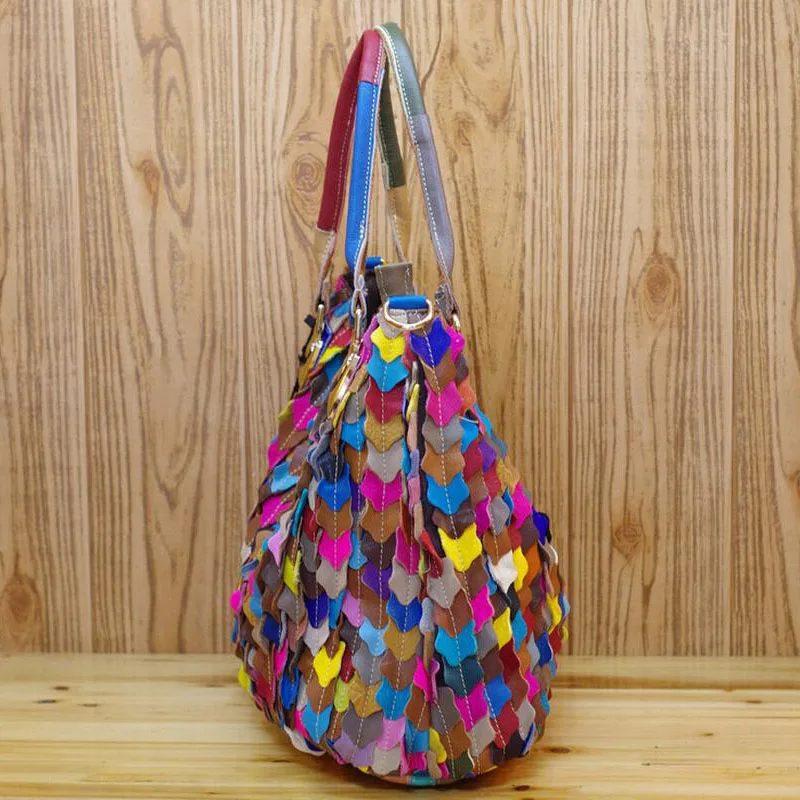 CHSANATO популярные сумки из натуральной кожи для женщин Красочные листья Женская