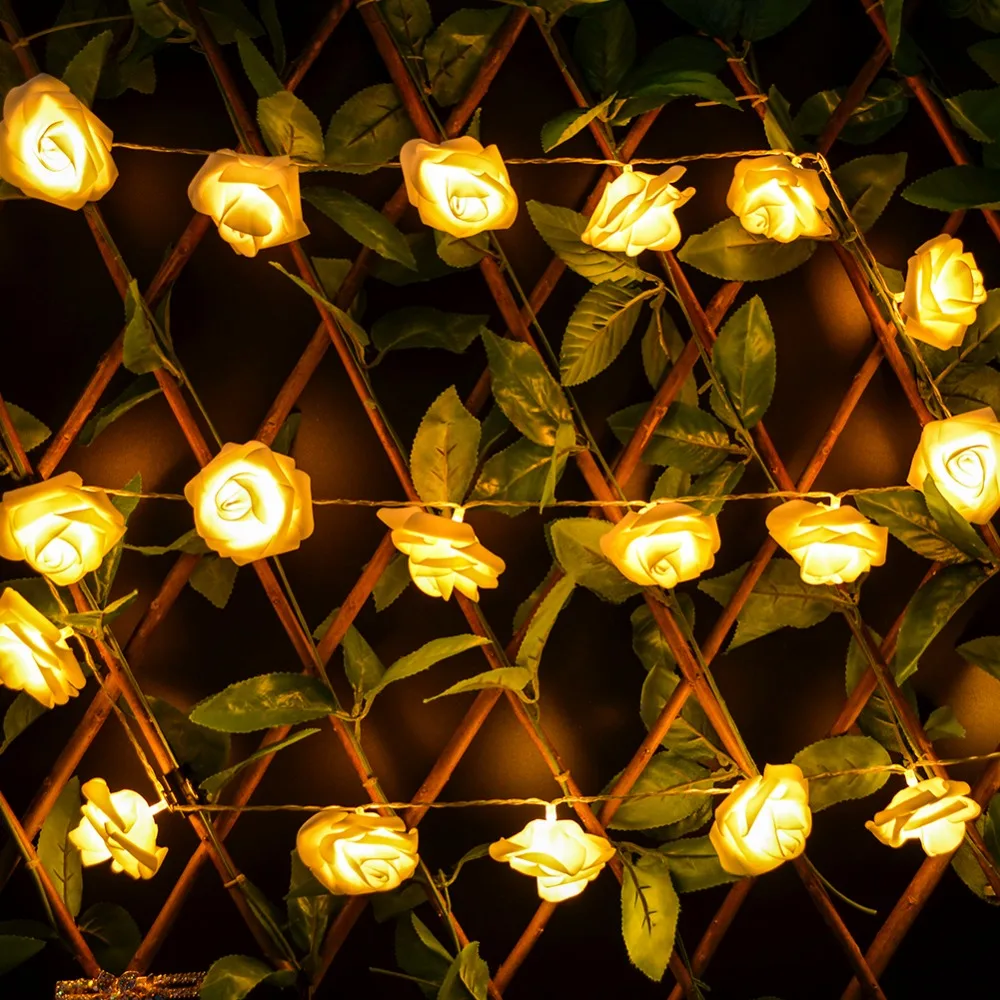 2 м Свадебные украшения светодиодные гирлянды цветок 20 Led батарея мощность