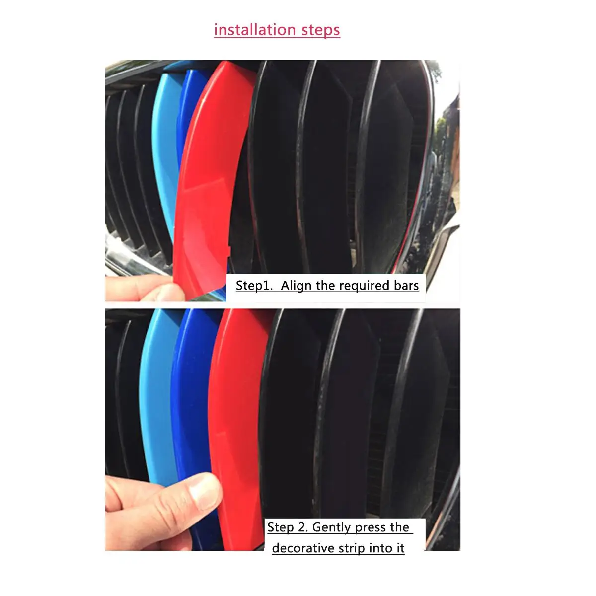 3 шт. украшение переднего гриля автомобиля отделка крышки наклейка полоса для BMW 5