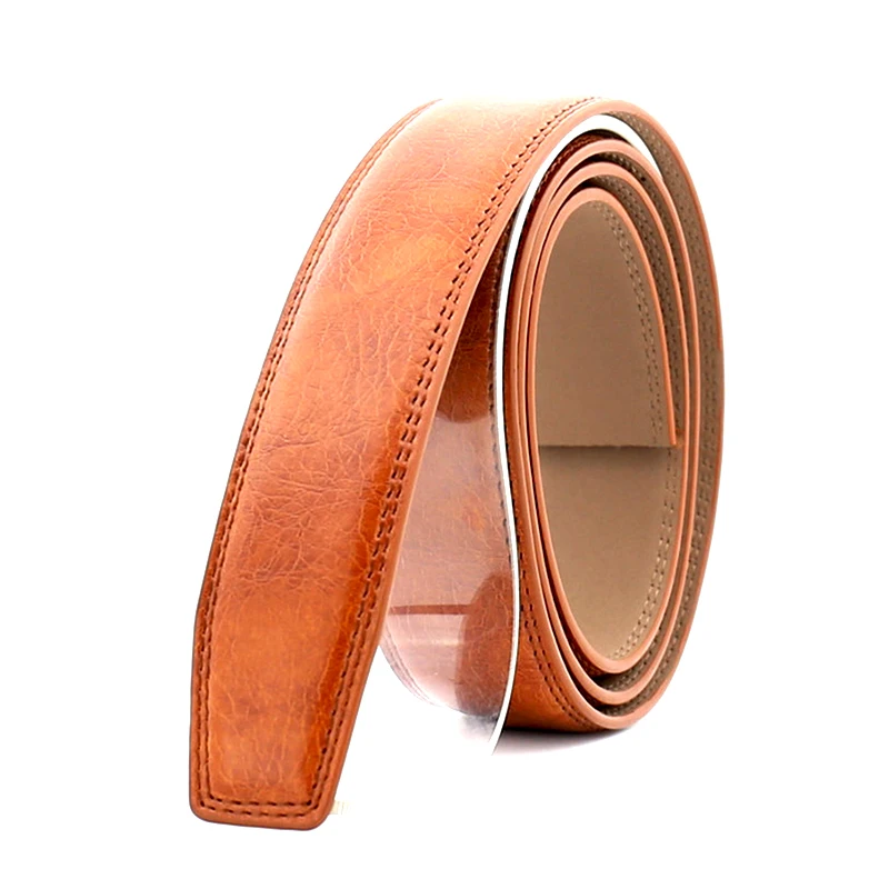

No Buckle 3.5cm Wide Real Genuine Leather Without Buckle Belt For Men's Male Automatic Strap Designer Belts Men High Quality