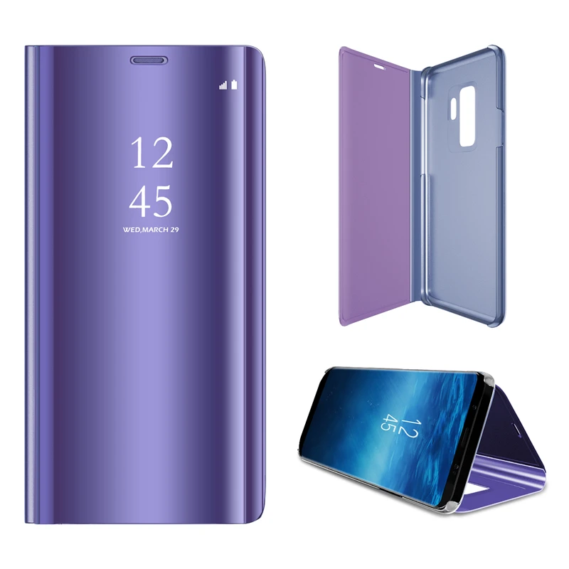 Кожаный чехол с откидной крышкой и зеркальным покрытием для Samsung Galaxy J3 J4 J5 J6 J7 NEO S6