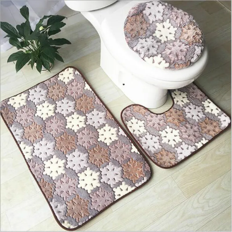 3 шт./компл. Творческий дом ковры Туалет крышка Ванная комната rugs Нескользящие
