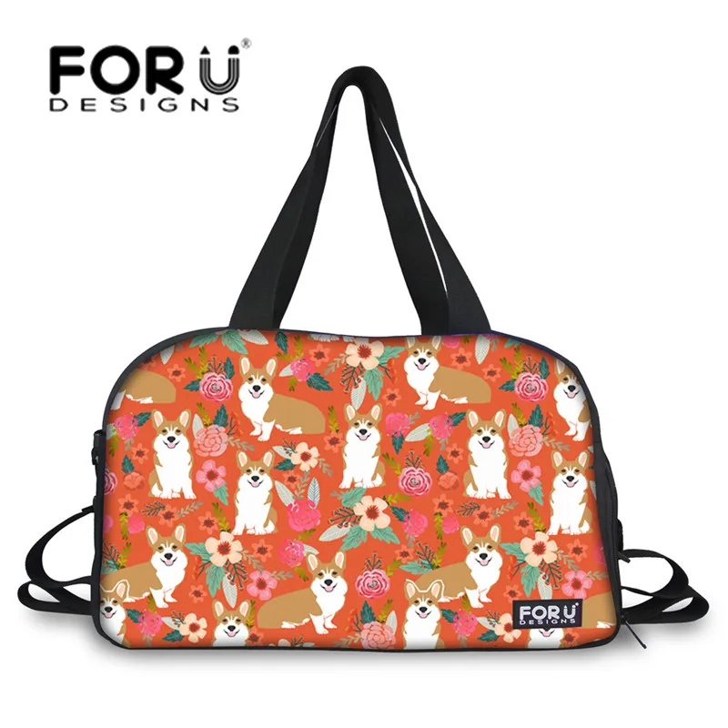 FORUDESIGNS/уличный Коврик для йоги, сумка для женщин, милый Принт коргис, большие спортивные сумки, женские сумки для фитнеса, сумки через плечо с карманом для обуви