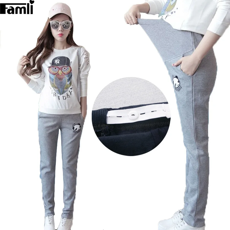 

Леггинсы Famli женские с завышенной талией, хлопковые повседневные спортивные штаны для беременных, одежда для мамы, осень-весна