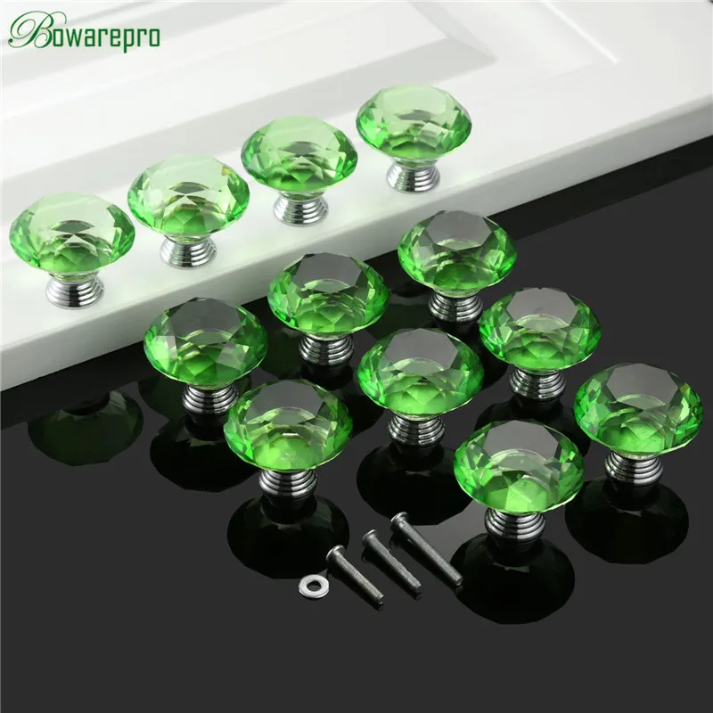 Ручки из зеленого алмаза bowarepro стеклянные ручки для мебели кухонные аксессуары