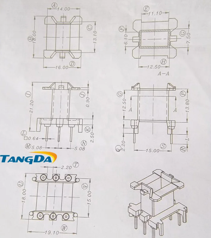 Шпулька Tangda EE20 EF20 core EE EE20W магнитный сердечник + мягкий каркас магнитные Ферриты 6