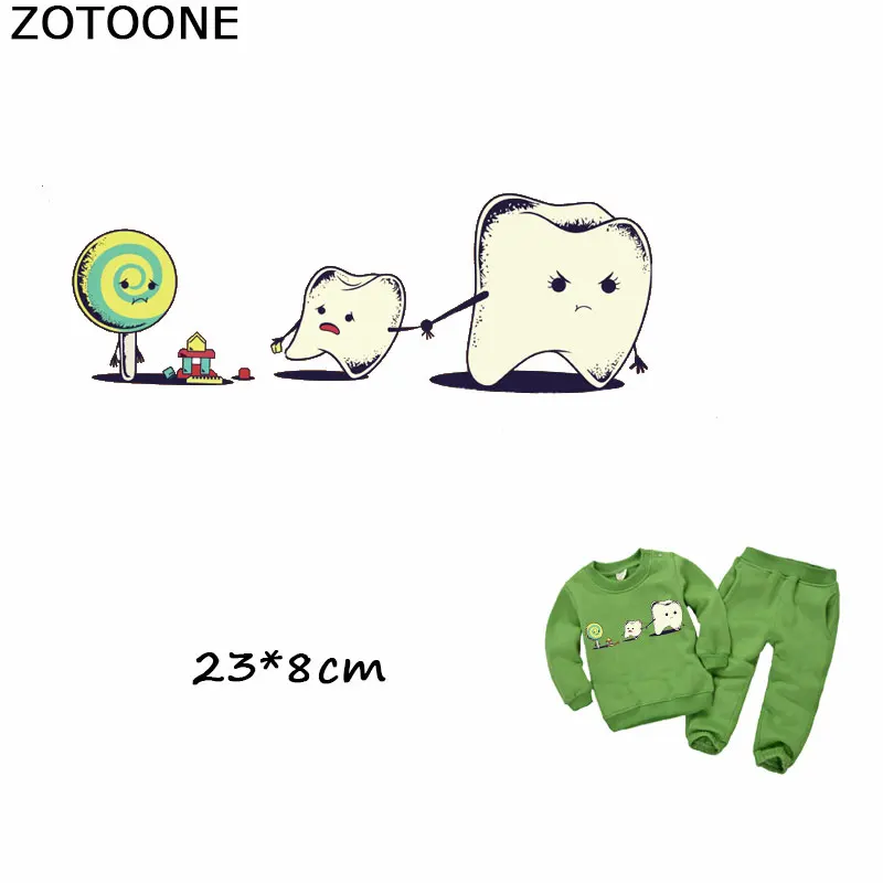 ZOTOONE карикатура зуб конфеты патчи теплопередача железа на наклейки A level моющиеся