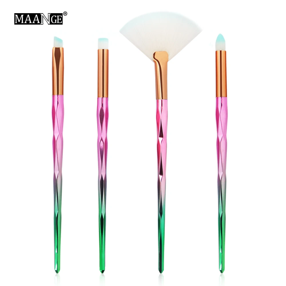 MAANGE 4/10 шт. Профессиональный набор кистей для макияжа Rainbow тени для век линию бровей консилер Мощность косметический Красота инструментных кистей