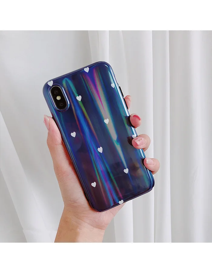 3D Holo Heart Rainbow Case for Iphone X XS MAX XR 10 8 7 Plus 6 6s 6plus 7plus Shell Holographic Hologram Soft Cover |