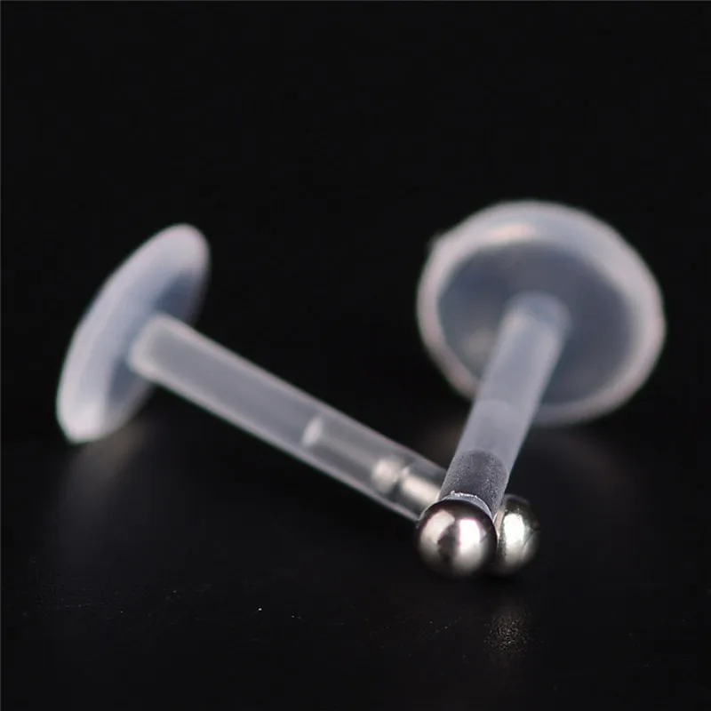 

25pcs Wholesale Stainless Steel Ball Spike Flexible Bioplastic Labret Lip Stud Ring Men Women Piercing Bar Body Jewelry