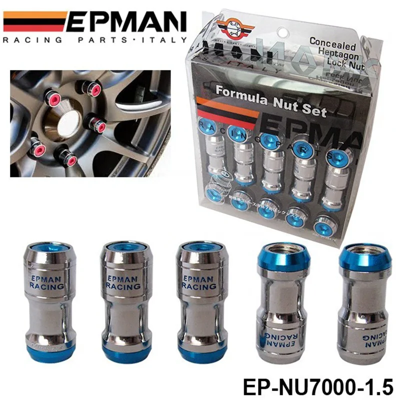 M12 X1.5 аутентичный EPMAN желудь обод гоночные гайки колеса винт 20 шт. автомобиль для Toyota для VOLK EP-NU7000-1.5 - Название цвета: Синий