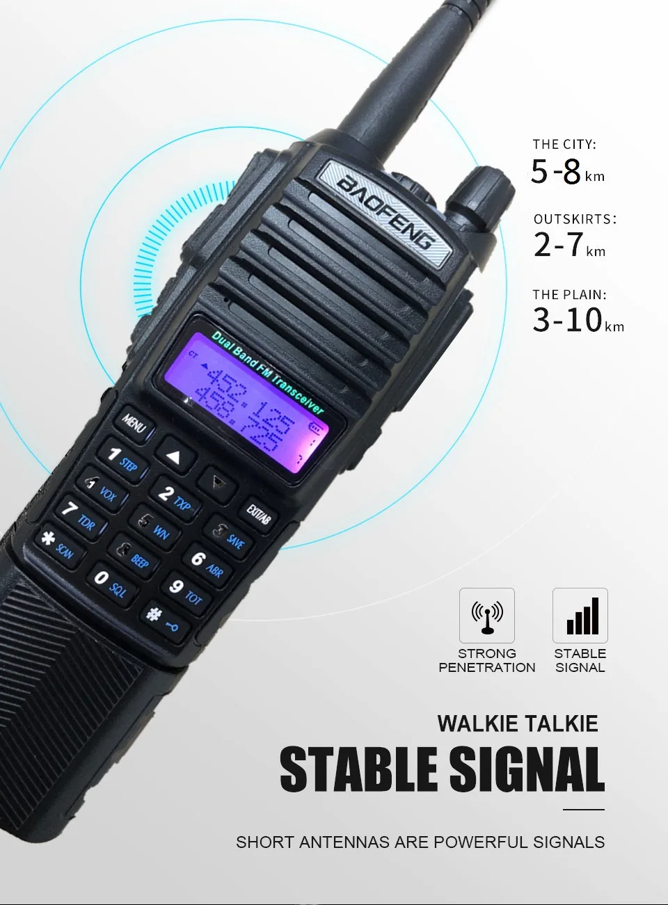 8 Вт Baofeng UV-82 рация длинный диапазон UHF VHF морской CB любительский радио сканер трансивер PMR 446 UV 82 большой Battey 3800 мАч