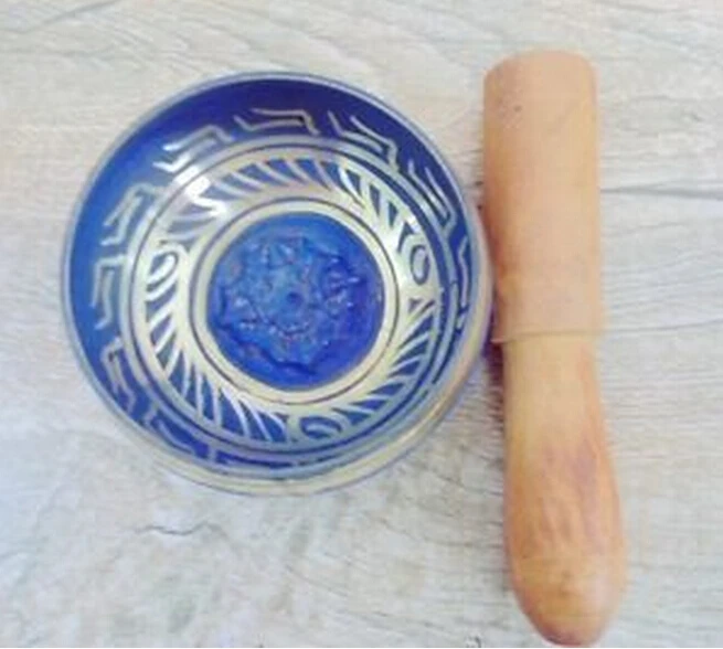 ZSR914 + тибетском синем цветах поющие чаши Гималайский рук молотком чакры Религия