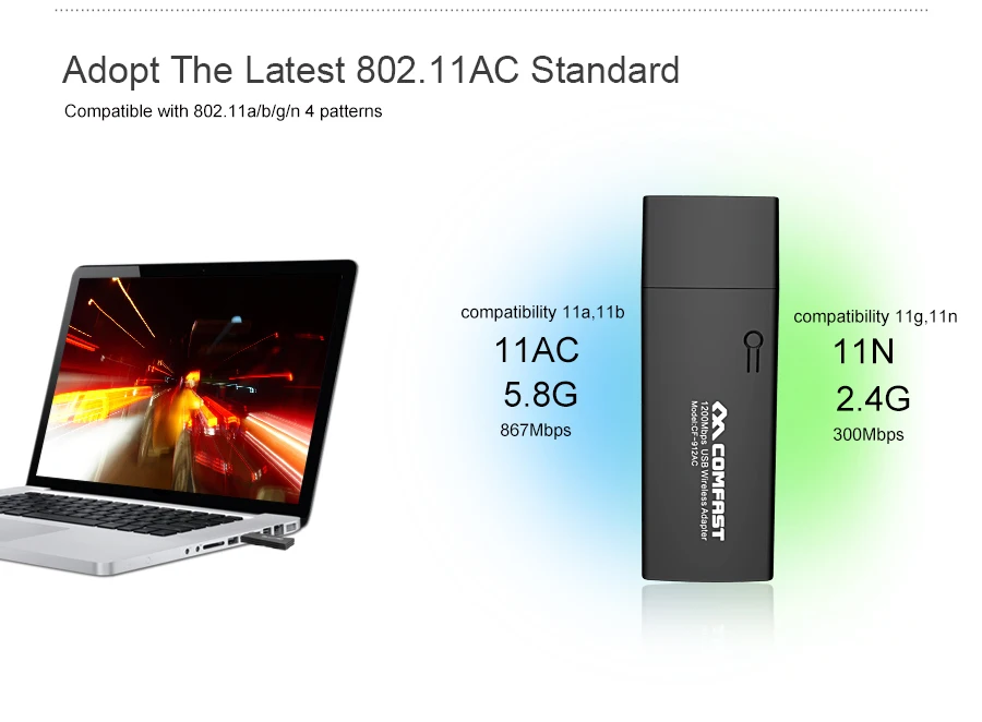 Gigabit 1200 Мбит/с 11AC двухдиапазонный usb 3 0 Беспроводная сетевая карта wifi беспроводной