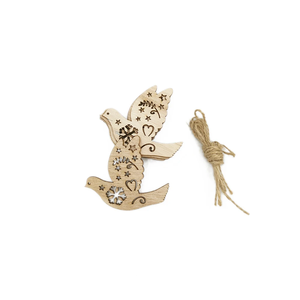10 шт. деревянные подвесные украшения для ёлки в форме птицы|Поделки из дерева| |