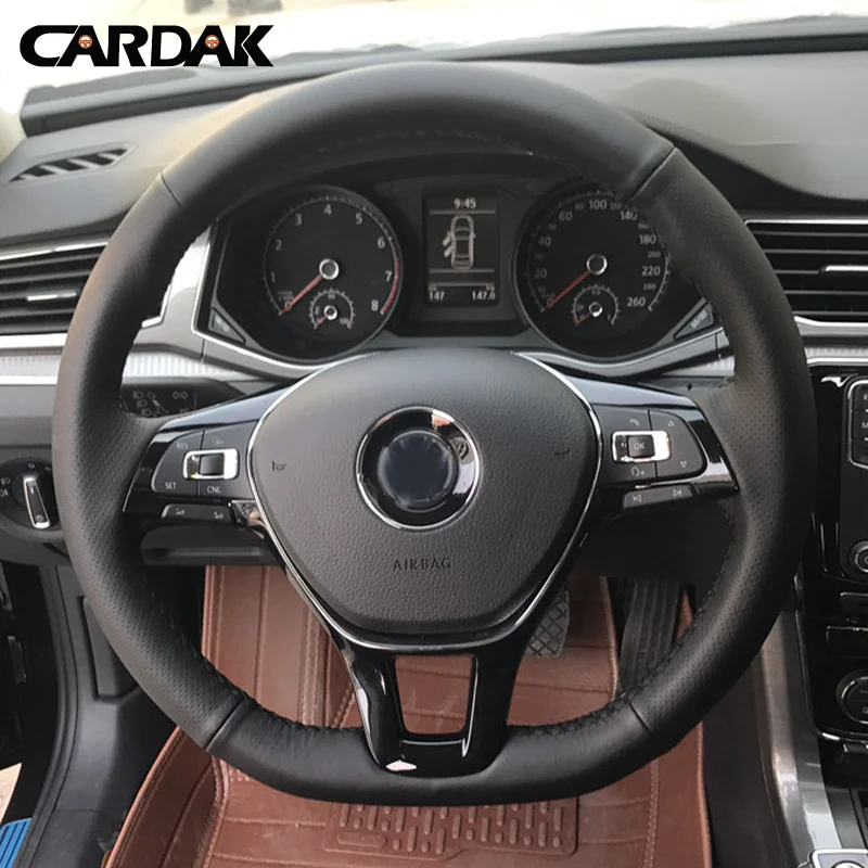 CARDAK ручная работа черная искусственная кожа чехол на руль для Volkswagen Golf 7 Mk7 New Polo Passat B8