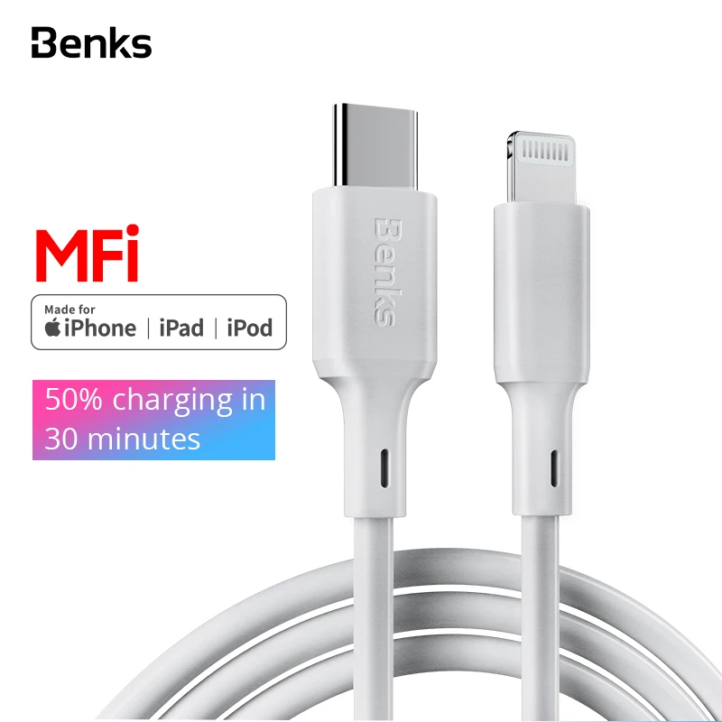 Кабель Benks MFi PD типа C для Apple Port кабель быстрой зарядки iPhone X/Xs/Xr/8Plus адаптер питания