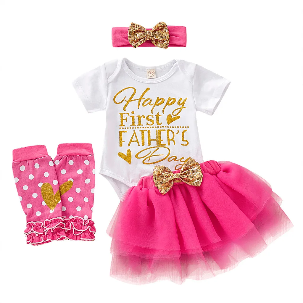 4 предмета одежда для маленьких девочек летний хлопковый комбинезон с буквенным