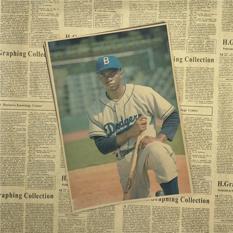 42 Jackie Robinson Cooperstown Yankees Dodgers Настенный декор для фильмов крафт-бумаги постер | Дом и