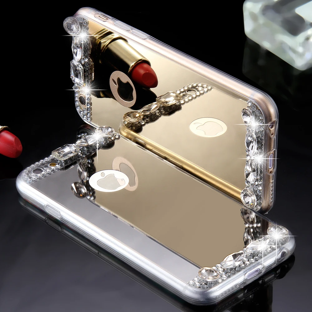 KISSCASE модный Алмазный чехол для телефона iPhone 7 8 Plus X блестящие зеркальные Чехлы 6 6S