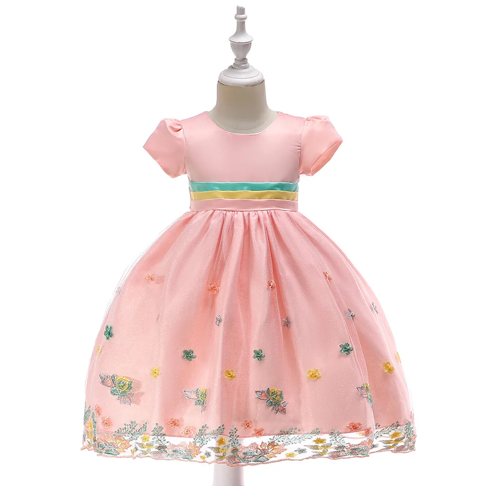 

2019 Summer Girls Dress Easter Embroidery Princess Dress Tutu Party Wedding Dress Costume Kids Dresses for Girls Ball Gown