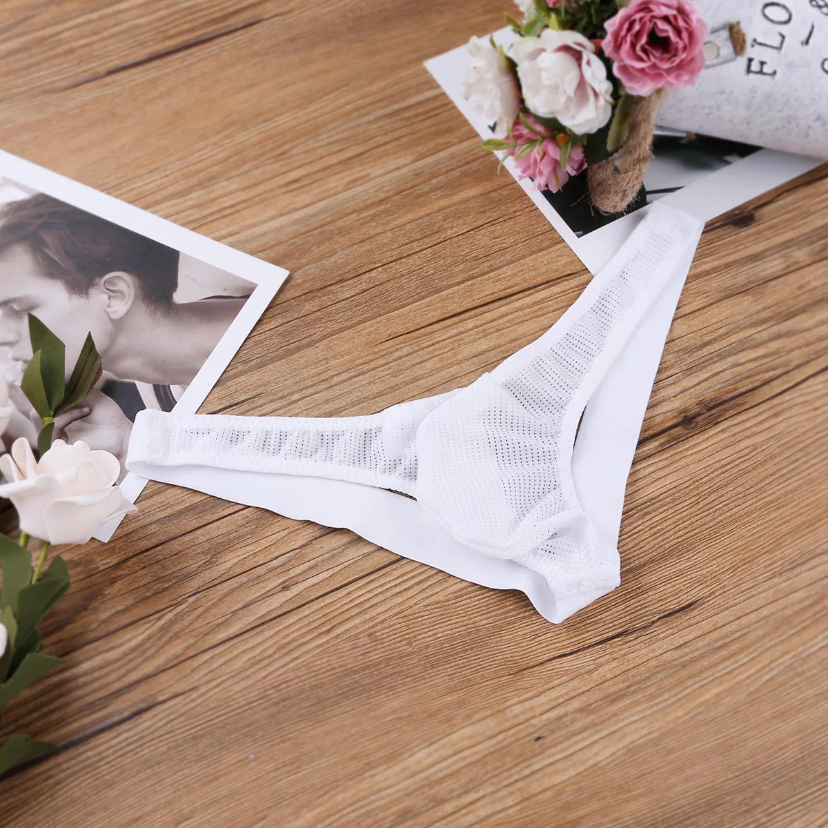 Мужское Сетчатое прозрачное Сетчатое белье, растягивающееся, с выпуклой сумкой, с открытой спиной, бандаж, бикини, стринги, нижнее белье, трусы для геев