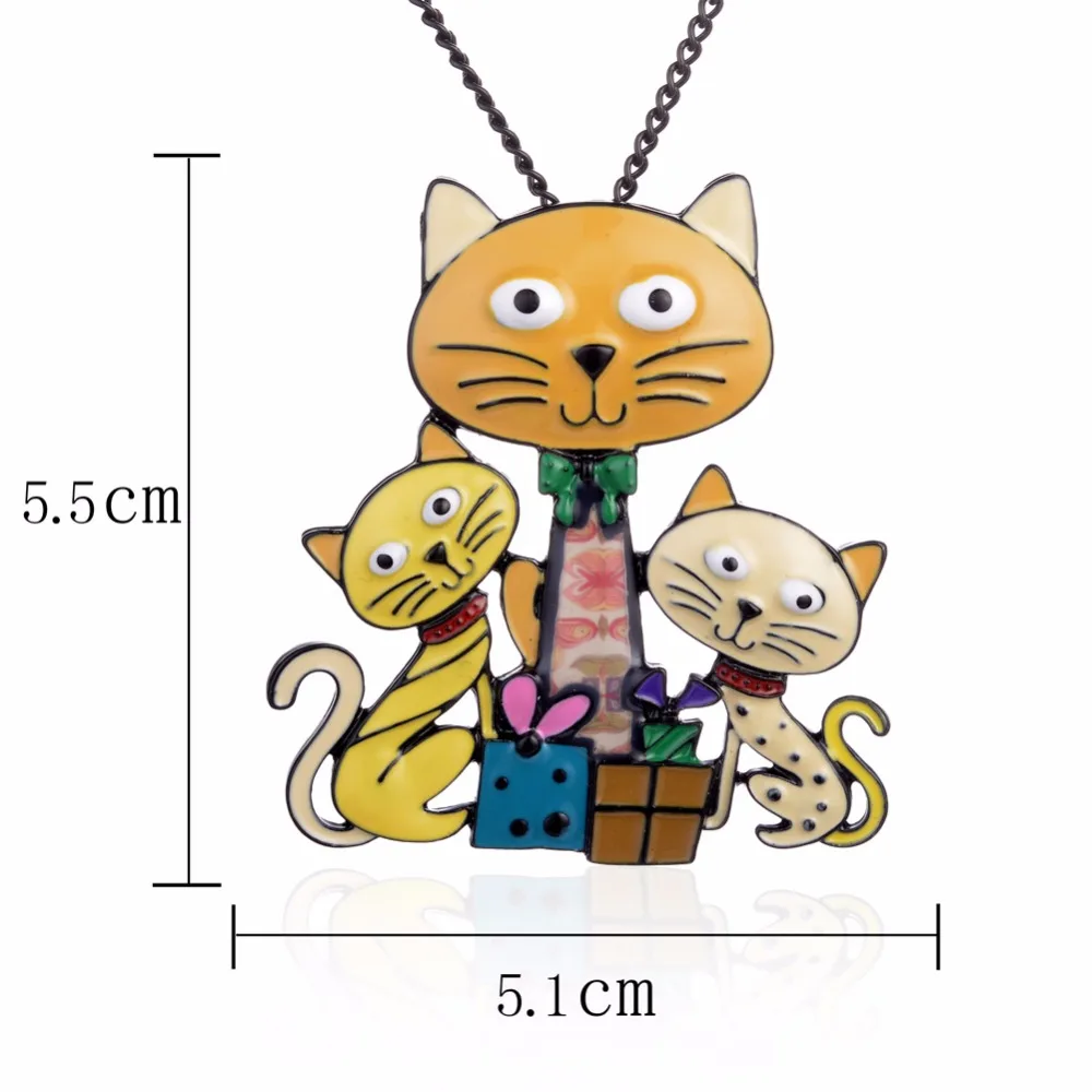 Три подвеска в форме кошки ожерелье для женщин креативные рождественские